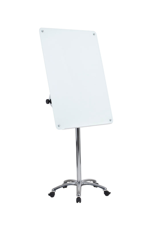 Bi-Office Mobile Glass Flipchart Easel 700x1000mm Magnetic Silver - GEA4850116 - NWT FM SOLUTIONS - YOUR CATERING WHOLESALER