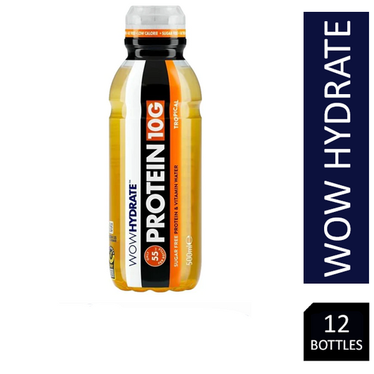 Wow Hydrate Sugar Free Tropical Protein & Vitamin Water Bottles 12 x 500ml - NWT FM SOLUTIONS - YOUR CATERING WHOLESALER