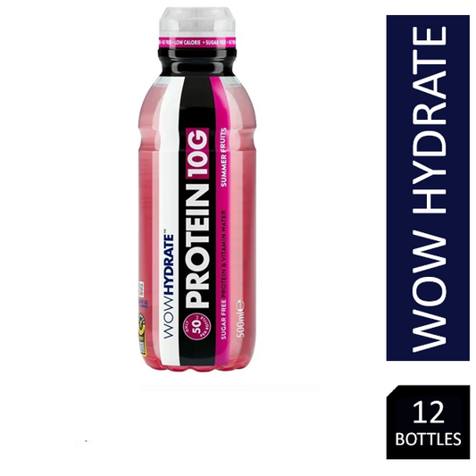 Wow Hydrate Sugar Free Summer Fruits Protein & Vitamin Water Bottles 12 x 500ml - NWT FM SOLUTIONS - YOUR CATERING WHOLESALER