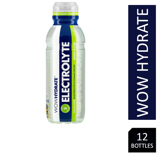 Wow Hydrate Electrolyte Water lemon & Lime 12 x 500ml - NWT FM SOLUTIONS - YOUR CATERING WHOLESALER