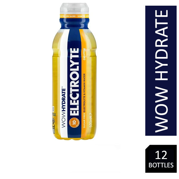 Wow Hydrate Electrolyte Water Orange 12 x 500ml - NWT FM SOLUTIONS - YOUR CATERING WHOLESALER