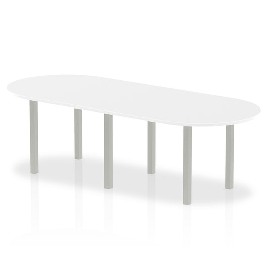 Dynamic Impulse 2400mm Boardroom Table White Top Silver Post Leg I000204 - NWT FM SOLUTIONS - YOUR CATERING WHOLESALER