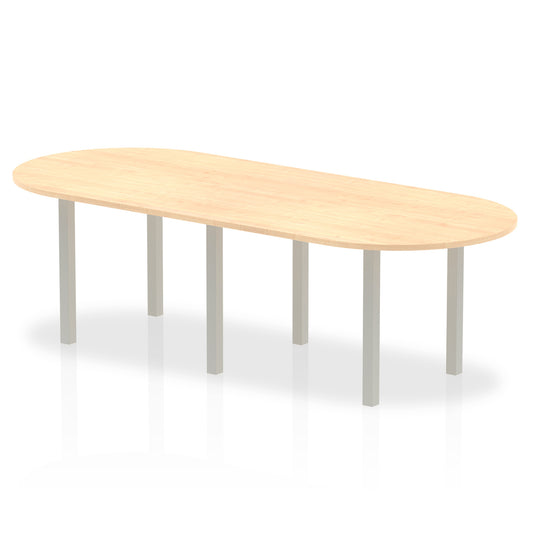 Dynamic Impulse 2400mm Boardroom Table Maple Top Silver Post Leg I000264 - NWT FM SOLUTIONS - YOUR CATERING WHOLESALER
