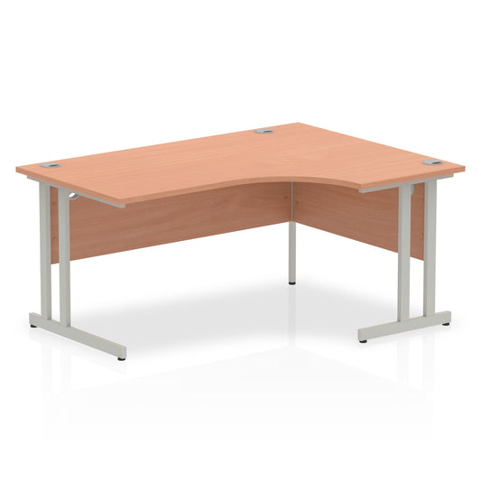 Impulse 1600mm Right Crescent Desk Beech Top Silver Cantilever Leg I000300 - NWT FM SOLUTIONS - YOUR CATERING WHOLESALER