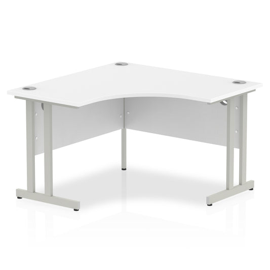 Dynamic Impulse 1200mm Corner Desk White Top Silver Cantilever Leg I000318 - NWT FM SOLUTIONS - YOUR CATERING WHOLESALER
