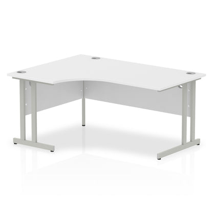 Impulse 1600mm Left Crescent Desk White Top Silver Cantilever Leg I000321 - NWT FM SOLUTIONS - YOUR CATERING WHOLESALER