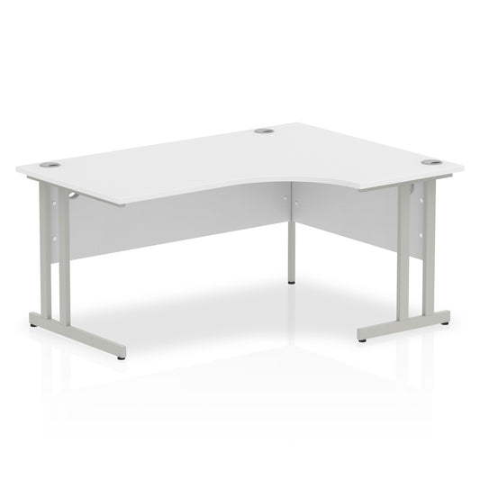 Impulse 1600mm Right Crescent Desk White Top Silver Cantilever Leg I000322 - NWT FM SOLUTIONS - YOUR CATERING WHOLESALER
