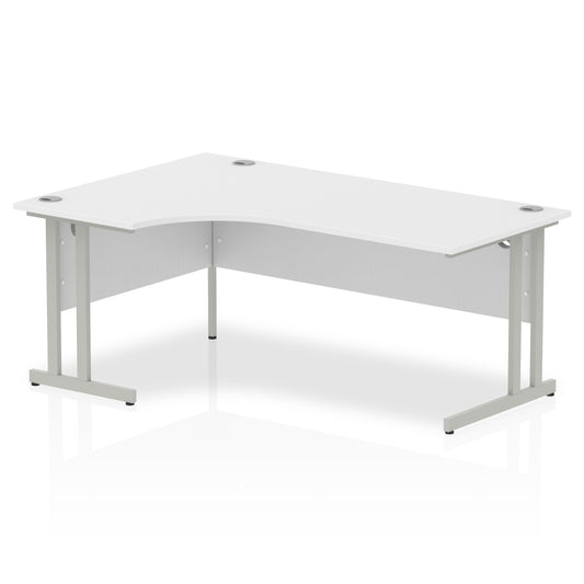 Impulse Contract Left Hand Crescent Cantilever Desk W1800 x D1200 x H730mm White Finish/Silver Frame - I000323 - NWT FM SOLUTIONS - YOUR CATERING WHOLESALER