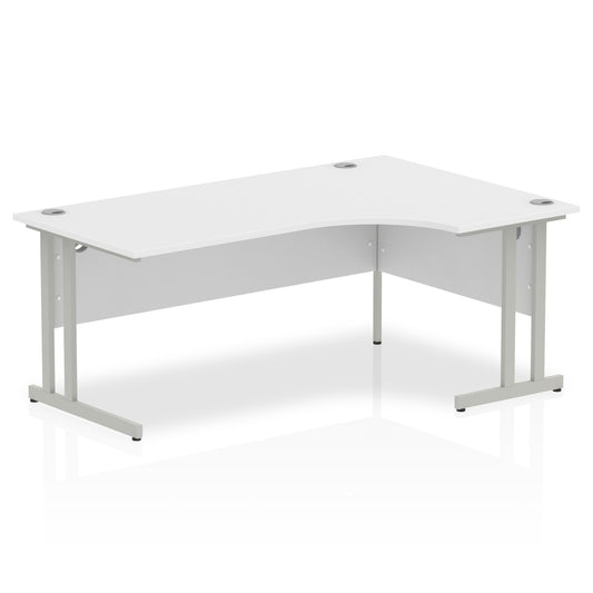 Impulse 1800mm Right Crescent Desk White Top Silver Cantilever Leg I000324 - NWT FM SOLUTIONS - YOUR CATERING WHOLESALER