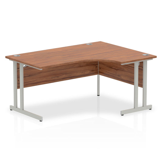 Dynamic Impulse 1600mm Right Crescent Desk Walnut Top Silver Cantilever Leg I000344 - NWT FM SOLUTIONS - YOUR CATERING WHOLESALER