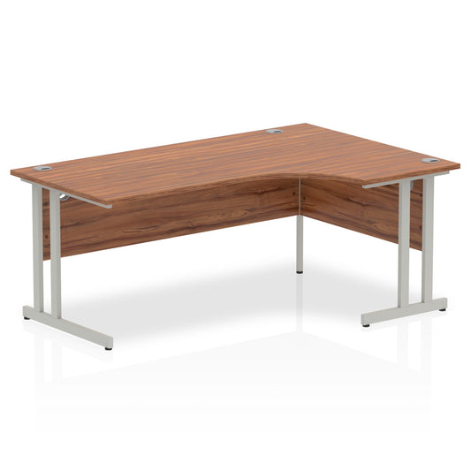 Dynamic Impulse 1800mm Right Crescent Desk Walnut Top Silver Cantilever Leg I000346 - NWT FM SOLUTIONS - YOUR CATERING WHOLESALER