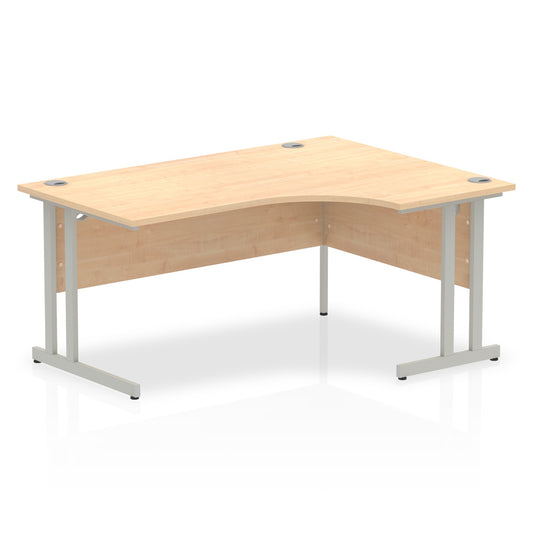 Dynamic Impulse 1600mm Right Crescent Desk Maple Top Silver Cantilever Leg I000366 - NWT FM SOLUTIONS - YOUR CATERING WHOLESALER