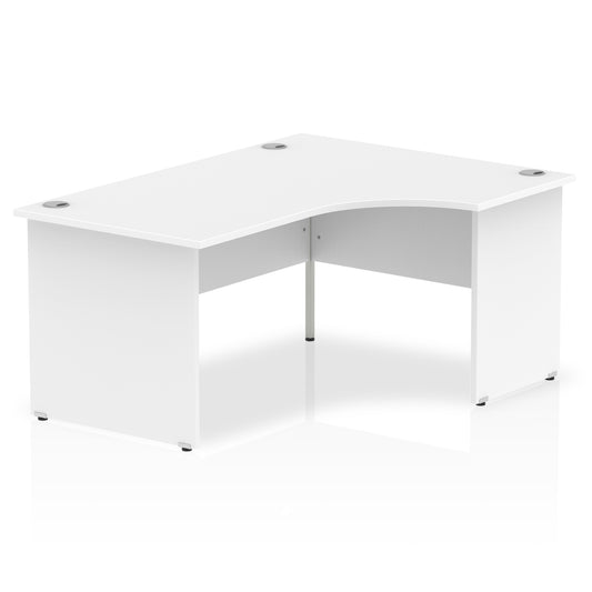 Impulse 1600mm Right Crescent Desk White Top Panel End Leg I000410 - NWT FM SOLUTIONS - YOUR CATERING WHOLESALER