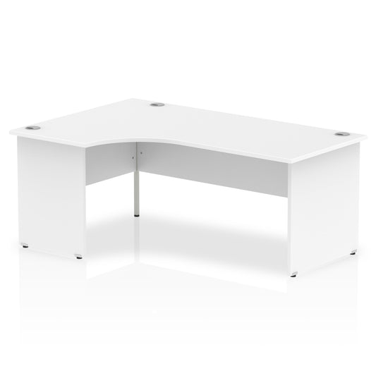 Impulse Contract Left Hand Crescent Radial Panel End Desk W1800 x D1200 x H730mm White Finish/White Frame - I000411 - NWT FM SOLUTIONS - YOUR CATERING WHOLESALER