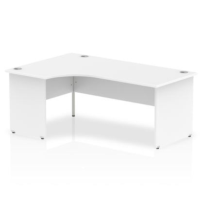 Impulse Contract Left Hand Crescent Radial Panel End Desk W1800 x D1200 x H730mm White Finish/White Frame - I000411 - NWT FM SOLUTIONS - YOUR CATERING WHOLESALER