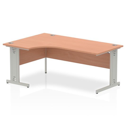 Dynamic Impulse 1800mm Left Crescent Desk Beech Top Silver Cable Managed Leg I000474 - NWT FM SOLUTIONS - YOUR CATERING WHOLESALER