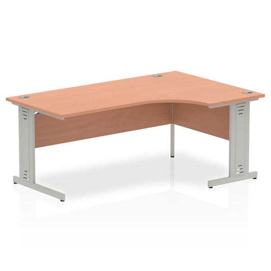 Dynamic Impulse 1800mm Right Crescent Desk Beech Top Silver Cable Managed Leg I000475 - NWT FM SOLUTIONS - YOUR CATERING WHOLESALER