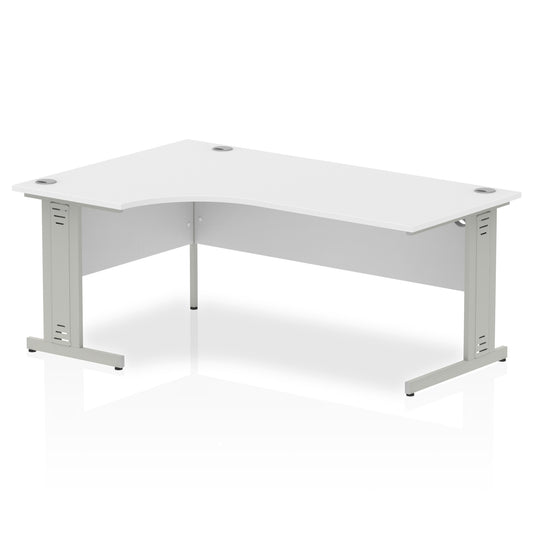 Dynamic Impulse 1800mm Left Crescent Desk White Top Silver Cable Managed Leg I000493 - NWT FM SOLUTIONS - YOUR CATERING WHOLESALER