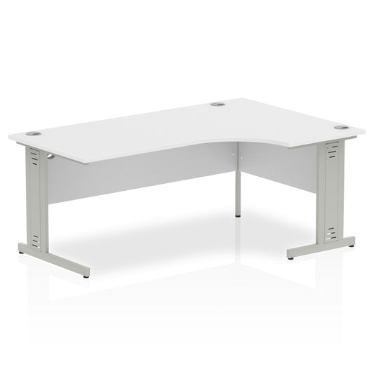 Dynamic Impulse 1800mm Right Crescent Desk White Top Silver Cable Managed Leg I000494 - NWT FM SOLUTIONS - YOUR CATERING WHOLESALER