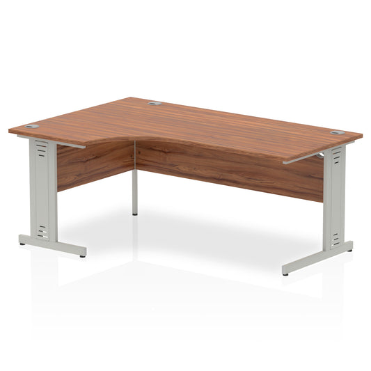 Dynamic Impulse 1800mm Left Crescent Desk Walnut Top Silver Cable Managed Leg I000512 - NWT FM SOLUTIONS - YOUR CATERING WHOLESALER