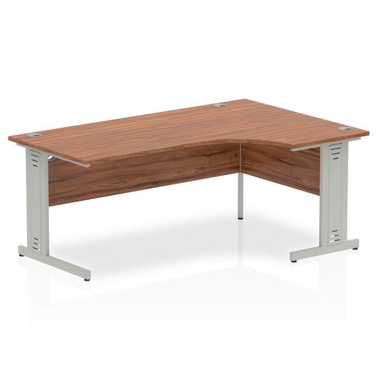 Dynamic Impulse 1800mm Right Crescent Desk Walnut Top Silver Cable Managed Leg I000513 - NWT FM SOLUTIONS - YOUR CATERING WHOLESALER