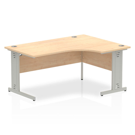 Dynamic Impulse 1600mm Right Crescent Desk Maple Top Silver Cable Managed Leg I000530 - NWT FM SOLUTIONS - YOUR CATERING WHOLESALER