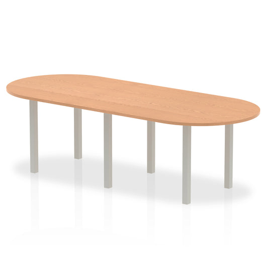 Dynamic Impulse 2400mm Boardroom Table Oak Top Silver Post Leg I000792 - NWT FM SOLUTIONS - YOUR CATERING WHOLESALER