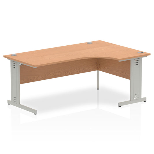 Dynamic Impulse 1800mm Right Crescent Desk Oak Top Silver Cable Managed Leg I000866 - NWT FM SOLUTIONS - YOUR CATERING WHOLESALER