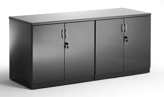 Dynamic High Gloss 1600mm Credenza Twin Cupboard Black I000909 - NWT FM SOLUTIONS - YOUR CATERING WHOLESALER