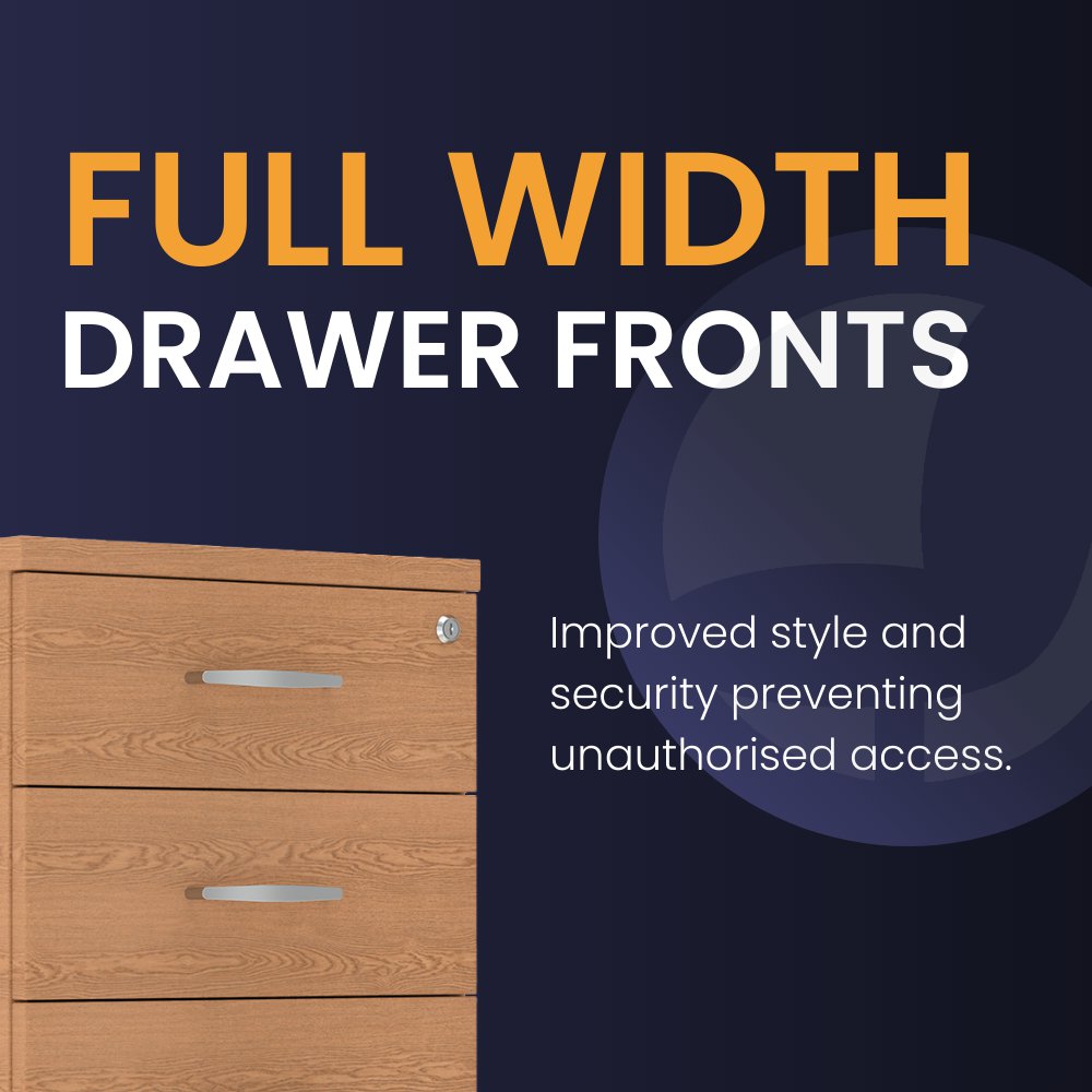 Impulse 3 Drawer Narrow Under Desk Pedestal Oak I001661