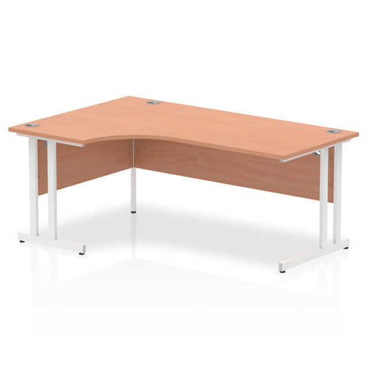 Impulse Contract Left Hand Crescent Cantilever Desk W1800 x D1200 x H730mm Beech Finish/White Frame - I001877 - NWT FM SOLUTIONS - YOUR CATERING WHOLESALER