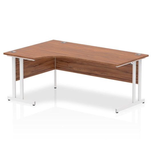 Impulse Contract Left Hand Crescent Cantilever Desk W1800 x D1200 x H730mm Walnut Finish/White Frame - I002136 - NWT FM SOLUTIONS - YOUR CATERING WHOLESALER