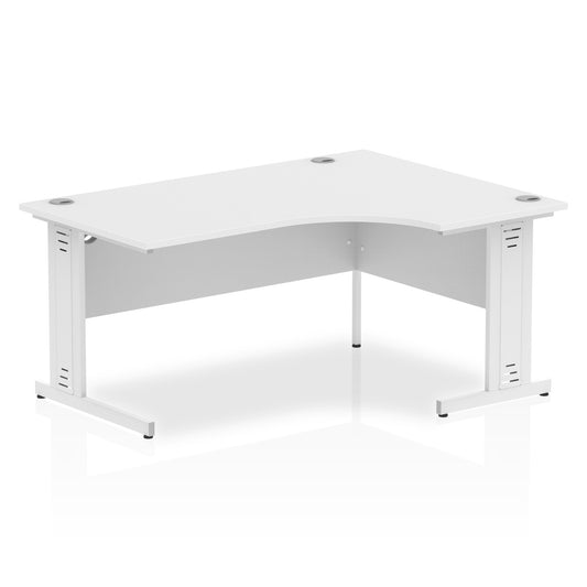 Impulse Contract Right Hand Crescent Cable Managed Leg Desk W1600 x D1200 x H730mm White Finish/White Frame - I002397 - NWT FM SOLUTIONS - YOUR CATERING WHOLESALER