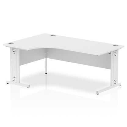Impulse Contract Left Hand Crescent Cable Managed Leg Desk W1800 x D1200 x H730mm White Finish/White Frame - I002398 - NWT FM SOLUTIONS - YOUR CATERING WHOLESALER