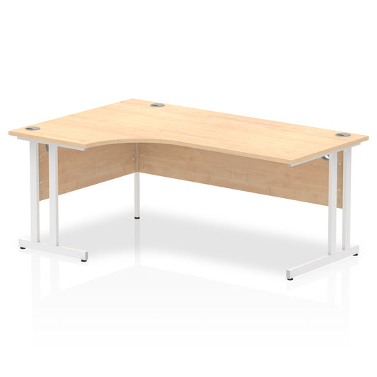Impulse Contract Left Hand Crescent Cantilever Desk W1800 x D1200 x H730mm Maple Finish/White Frame - I002620 - NWT FM SOLUTIONS - YOUR CATERING WHOLESALER