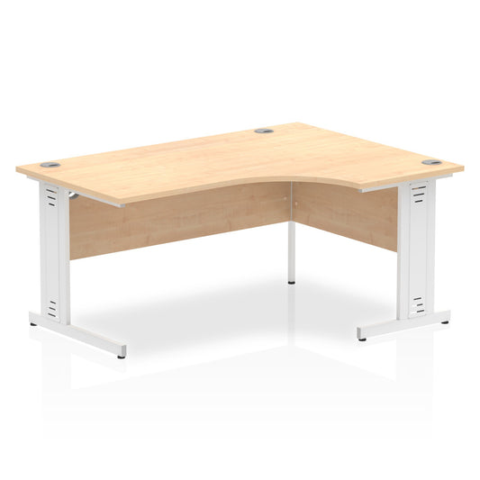Impulse Contract Right Hand Crescent Cable Managed Leg Desk W1600 x D1200 x H730mm Maple Finish/White Frame - I002623 - NWT FM SOLUTIONS - YOUR CATERING WHOLESALER