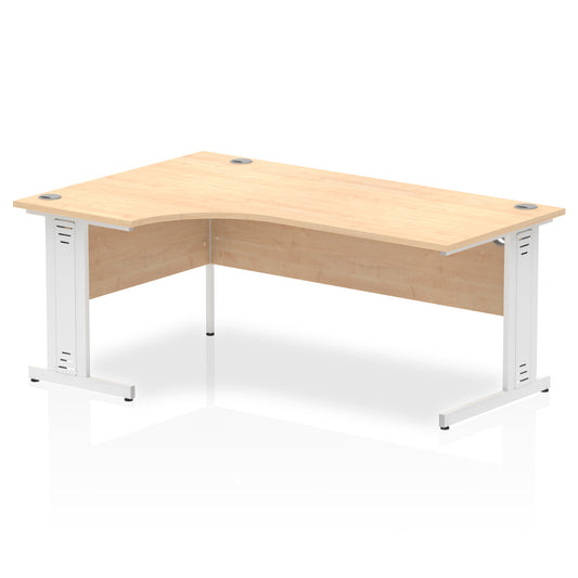 Impulse Contract Left Hand Crescent Cable Managed Leg Desk W1800 x D1200 x H730mm Maple Finish/White Frame - I002624 - NWT FM SOLUTIONS - YOUR CATERING WHOLESALER