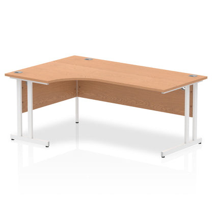 Impulse Contract Left Hand Crescent Cantilever Desk W1800 x D1200 x H730mm Oak Finish/White Frame - I002846 - NWT FM SOLUTIONS - YOUR CATERING WHOLESALER
