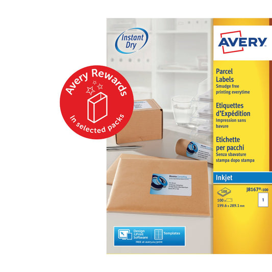 Avery Inkjet Address Label 200x289mm 1 Per A4 Sheet White (Pack 100 Labels) J8167-100 - NWT FM SOLUTIONS - YOUR CATERING WHOLESALER