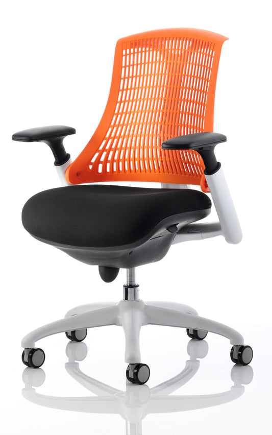 Flex Chair White Frame Back With Orange Back KC0059 - NWT FM SOLUTIONS - YOUR CATERING WHOLESALER