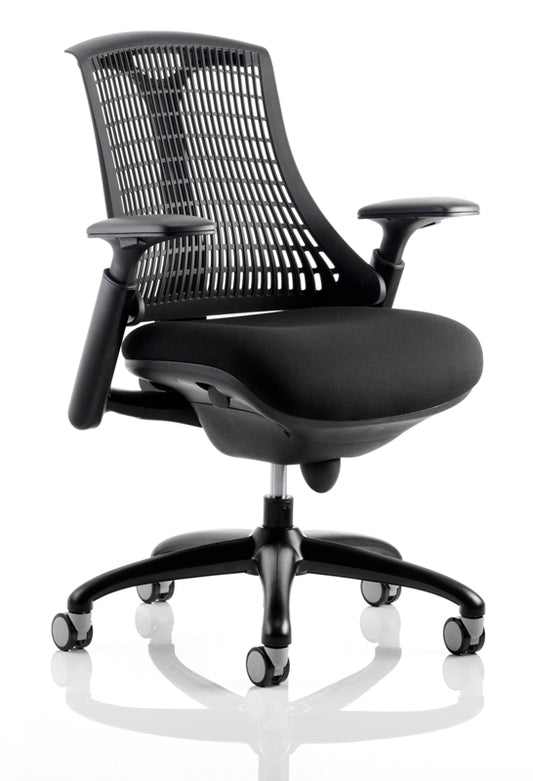 Flex Chair Black Frame With Black Back KC0071 - NWT FM SOLUTIONS - YOUR CATERING WHOLESALER