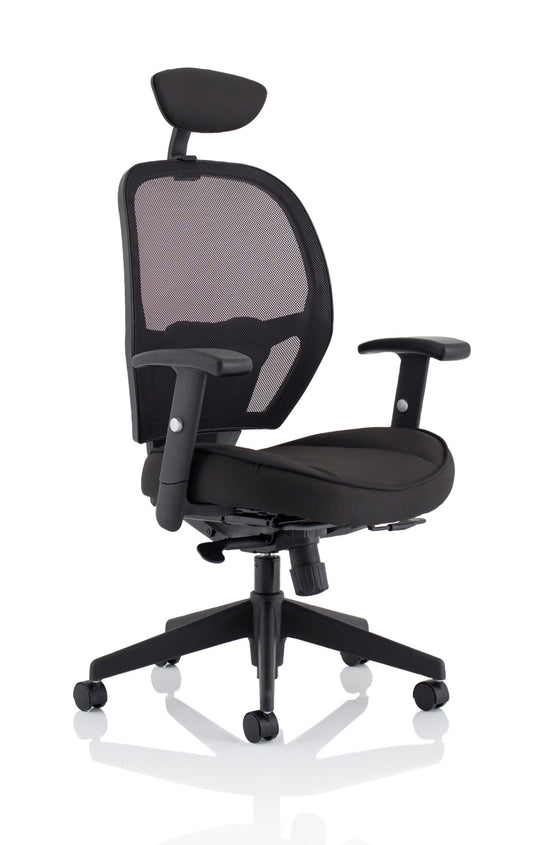 Denver Black Mesh Chair With Headrest KC0283 - NWT FM SOLUTIONS - YOUR CATERING WHOLESALER