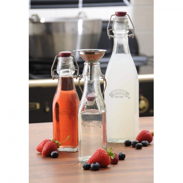 Kilner Branded Vintage Style SQUARE AIRTIGHT CLIP TOP Preserve Glass Bottle 1 Litre