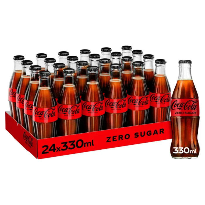 Coca Cola Zero GLASS Bottles 24x330ml