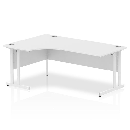 Impulse Contract Left Hand Crescent Cantilever Desk W1800 x D1200 x H730mm White Finish/White Frame - I002394 - NWT FM SOLUTIONS - YOUR CATERING WHOLESALER