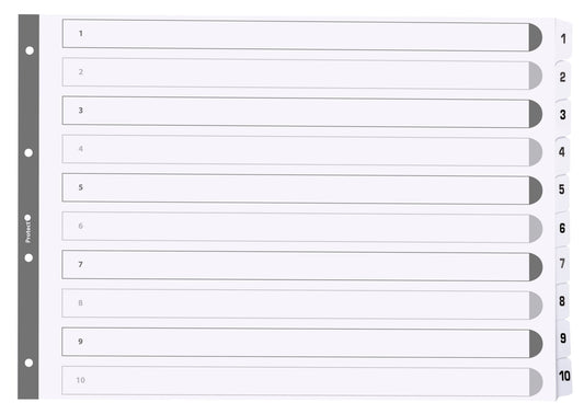 Exacompta Index 1-10 A3 160gsm Card White with White Mylar Tabs - MWD1-10A3Z - NWT FM SOLUTIONS - YOUR CATERING WHOLESALER