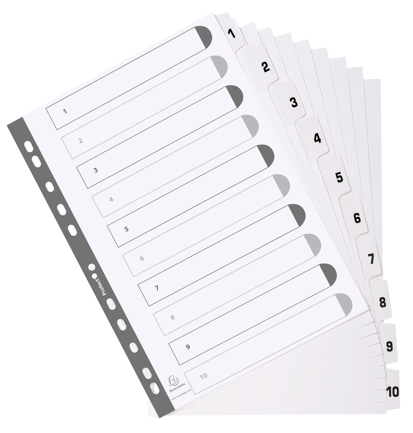 Exacompta Index 1-10 A4 160gsm Card White with White Mylar Tabs - MWD1-10Z