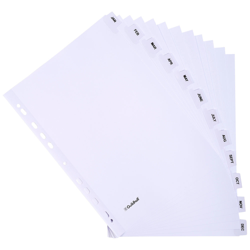Exacompta Index Jan-Dec A4 160gsm Card White with White Mylar Tabs - MWDJ-DZ