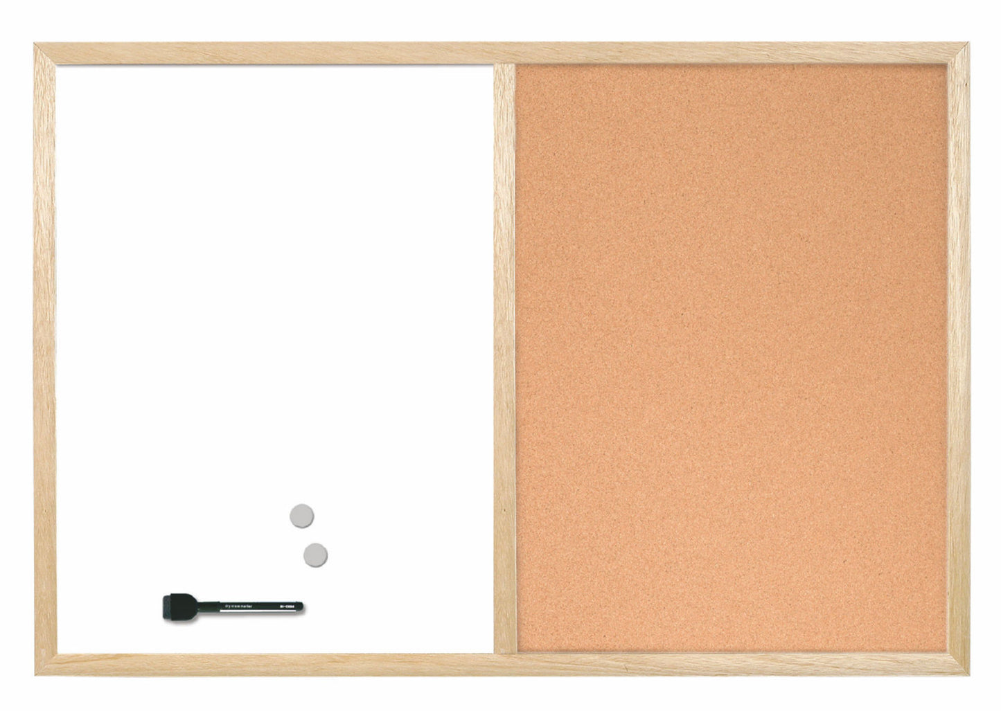 Bi-Office Combination Board Cork/Non Magnetic Whiteboard Pine Frame 900x600mm - MX07001010 - NWT FM SOLUTIONS - YOUR CATERING WHOLESALER