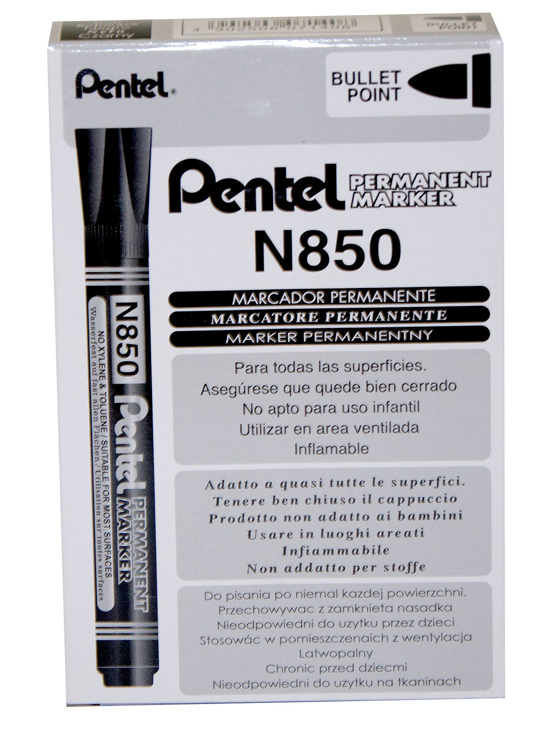 Pentel N850 Permanent Marker Bullet Tip 2.1mm Line Black (Pack 12) - N850-AE